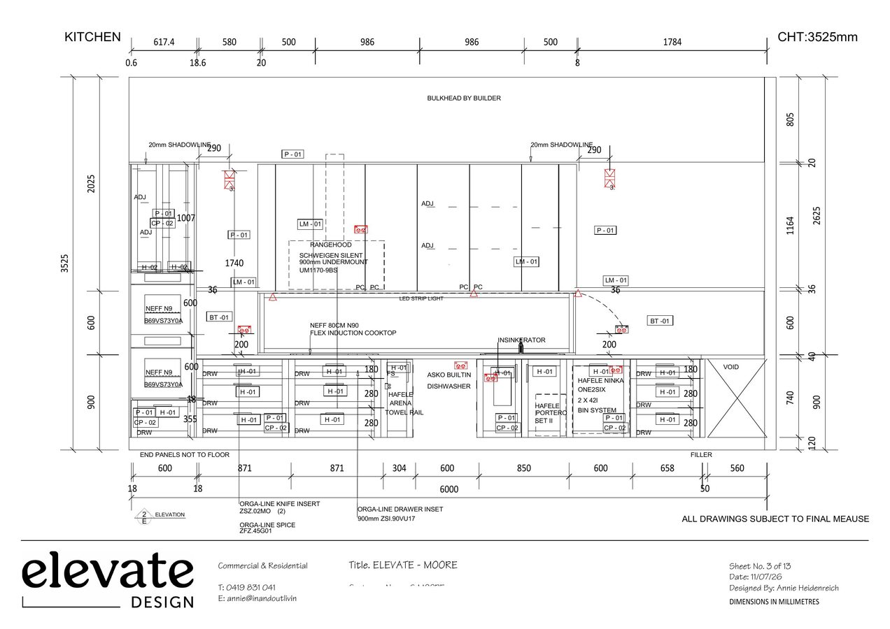 Elevate Design kitchen elevation drawing